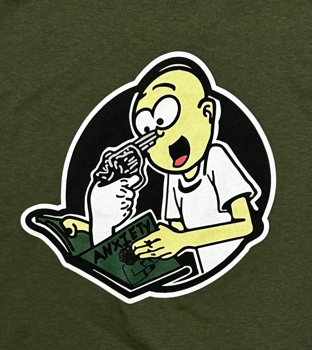 Anxiety Mad Mag Shirt (Military Green)