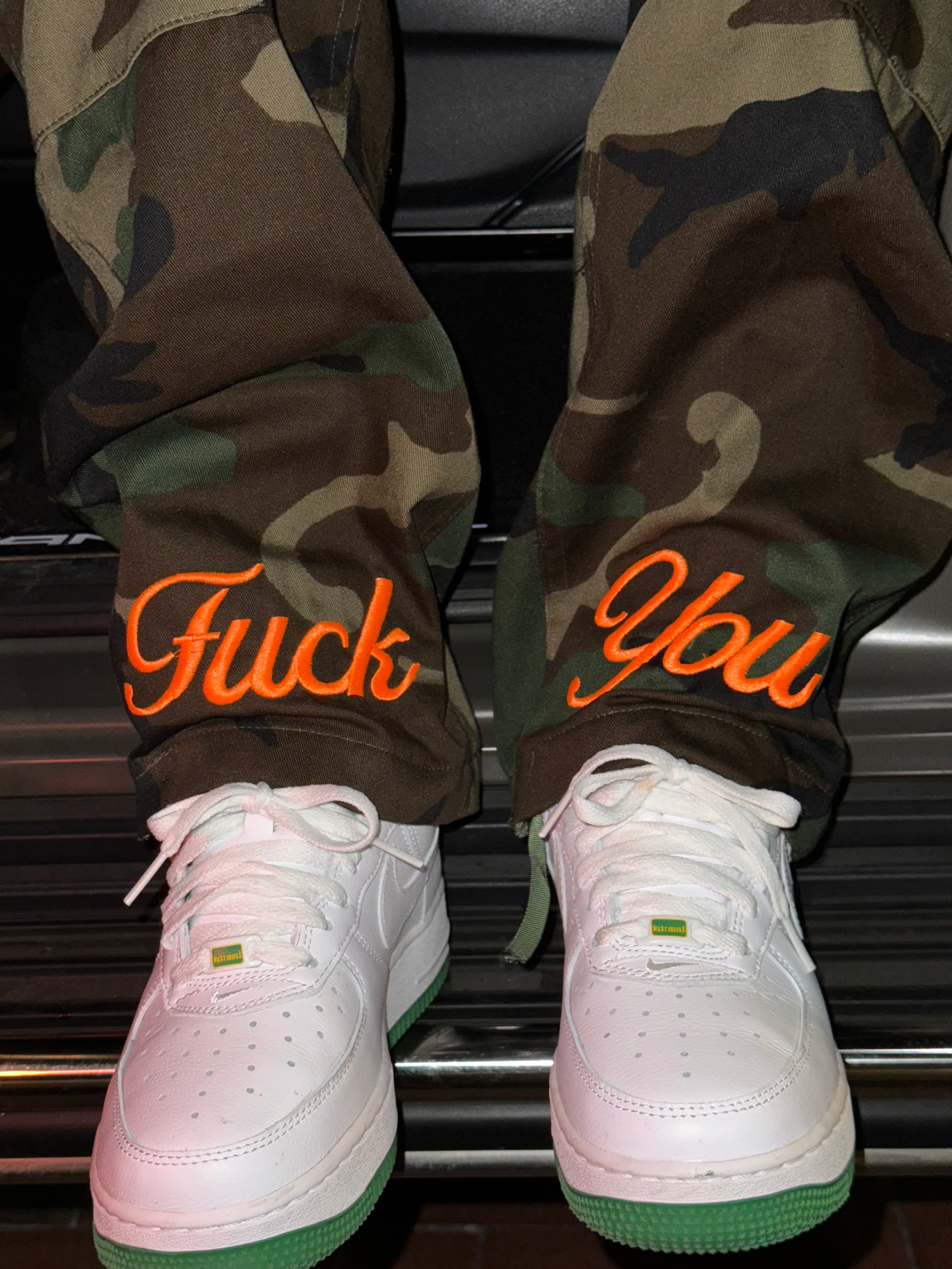 Fuck You Pants Orange and Camo