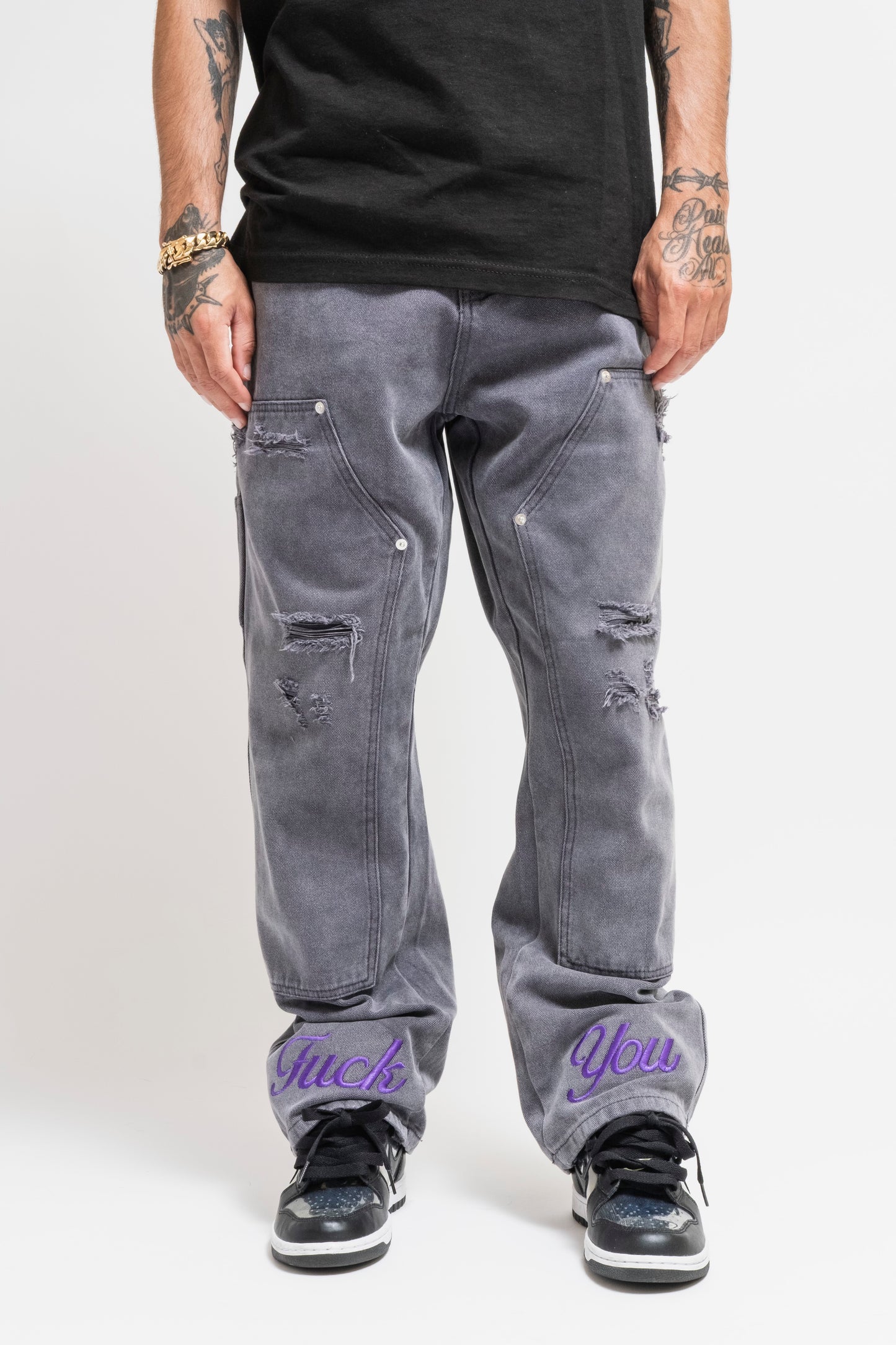 Purple Fuck You Carpenter Pants