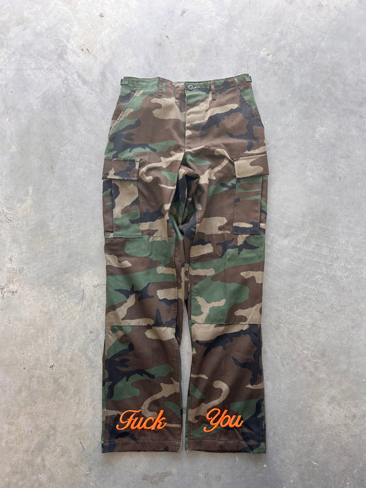 Fuck You Pants Orange and Camo