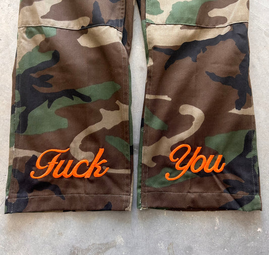 Fuck You Pants Orange and Camo